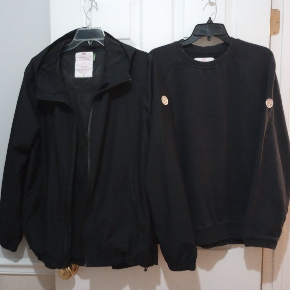 Mens GLOBE Breaker Spray Windbreaker Jacket & Traveler Sweatshirt Black sz L